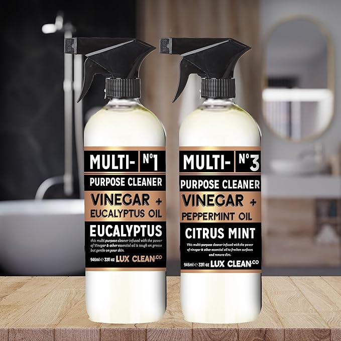 Lux Clean Multi-Purpose Cleaners, Vinegar with Eucalyptus and Peppermint | 32 Fl Oz Bottles, Pack of 4 | Home and Body Company
