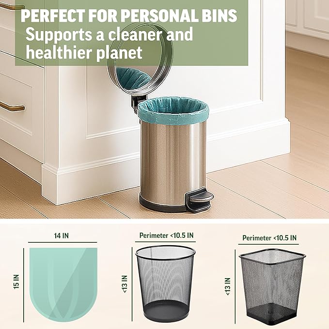 Zenlogy Compostable 1.2 Gallon Garbage Bag, Eco Friendly Small Trash Bags, Mini Biodegradable Waste Basket Bin Liners for Bathroom & Office, 125 Count