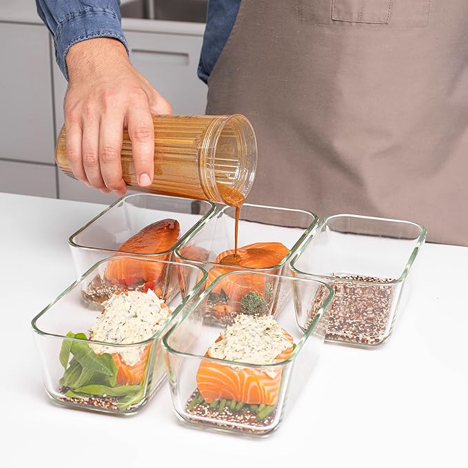ZWILLING Fresh & Save Airtight Glass Food Storage Containers with Lids, Meal Prep Containers, Medium, La Mer