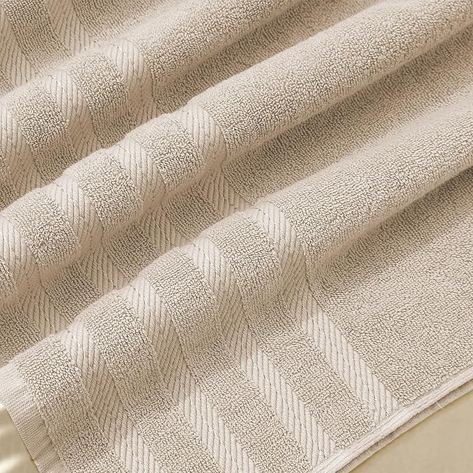 Hearth & Harbor Bath Towels for Bathroom - 100% Ring Spun Cotton Luxury Bathroom Towels - Soft & Highly Absorbent Bath Towels Set, 6 Piece Set, Beige
