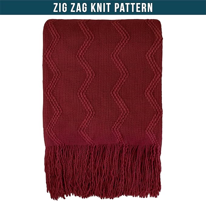 PAVILIA Maroon Red Knit Throw Blanket for Couch, Twin Bed, Soft Knitted Farmhouse Sofa Throw for Living Room, Lightweight Decorative Fall Blanket for Chair, Outdoor Textured Boho Blanket, 60x80