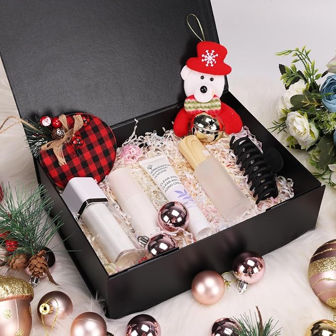 11x8x3.5 Inches Gift Box with Magnetic Closure Lid, Black Magnetic Boxes for Wedding, Groomsmen Bridesmaid Proposal, Birthdays, Mother's Day, 1 Pack