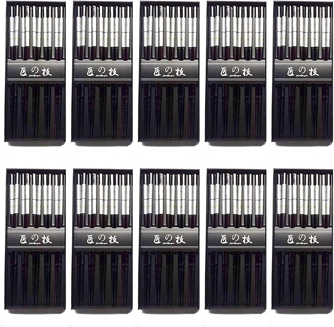 JapanBargain 4508x10, Bamboo Chopsticks Reusable Japanese Chinese Korean Wood Chop Sticks Hair Sticks 5 Pair Gift Boxed Set Dishwasher Safe, 9 inch, Brown, Sakura Cherry Blossom, Set of 10