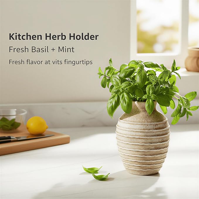 6.6-Inch Terracotta Ceramic Flower Vase, Rustic Farmhouse Boho Pottery Centerpiece for Table, Living Room & Shelf