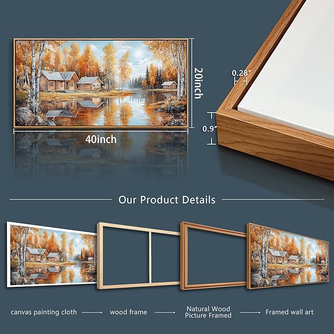 QIYILEXWART Canvas Wall Art For Living Room Wall Decor For Bedroom Office Wall Decoration Forest Cabin Landscape Painting Farmhouse Pictures Artwork Room Aesthetic Home Decor 20x40 In
