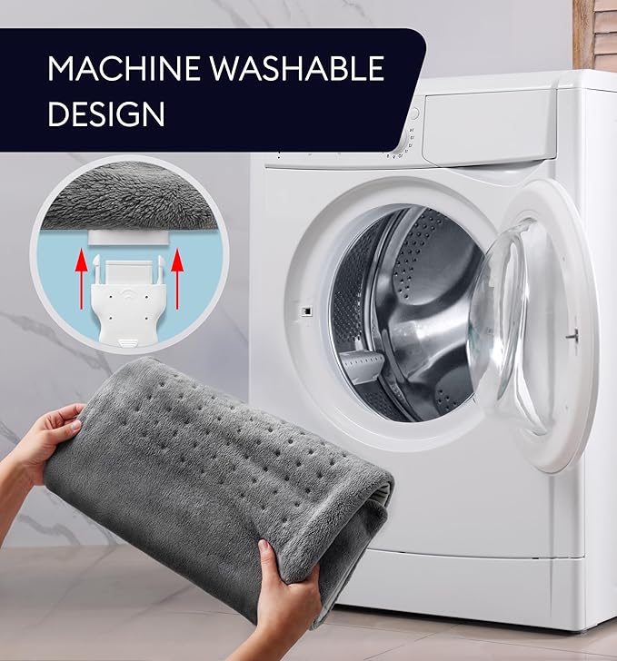 GENIANI Electric Throw - XXL 18"x26" Heating Pad for Back Pain & Cramps Relief, Auto Shut Off, Machine Washable, Heat Pad, Holiday Gifts for Women, Men, Heat Patches (Tabby Gray)