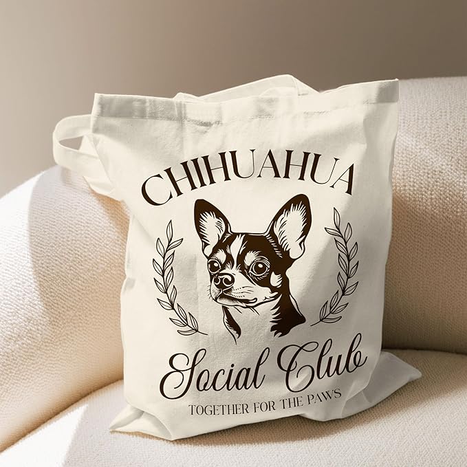 Dog Social Club Canvas Tote Bag, Travel & Daily Use, 16x14 Inch