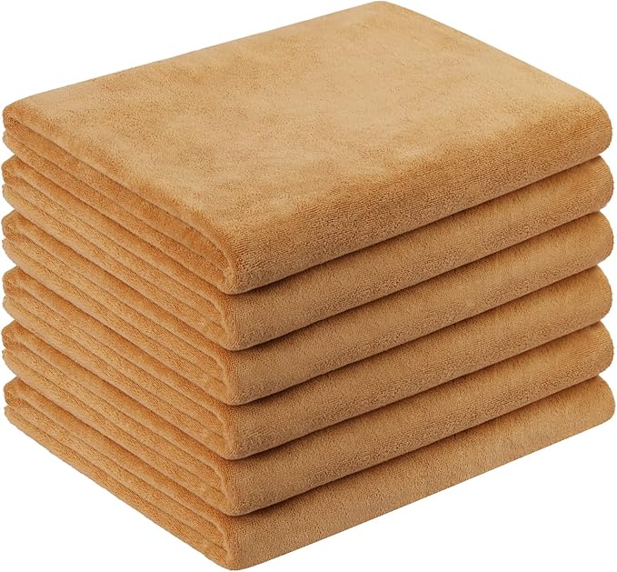 JML Microfiber Bath Towels, Extra Large Bath Towel 6 Pack 30" x 60", Oversized, Soft, Super Absortbent and Fast Drying Bathroom Towel Set for Sport, Fitness, Yoga, Beige