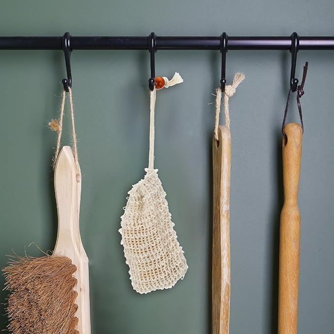 40 Pack Soap Bags Mesh Exfoliating with Drawstring Bar, Natural Sisal Soap Pouch Drying Exfoliating Net for Bath and Shower