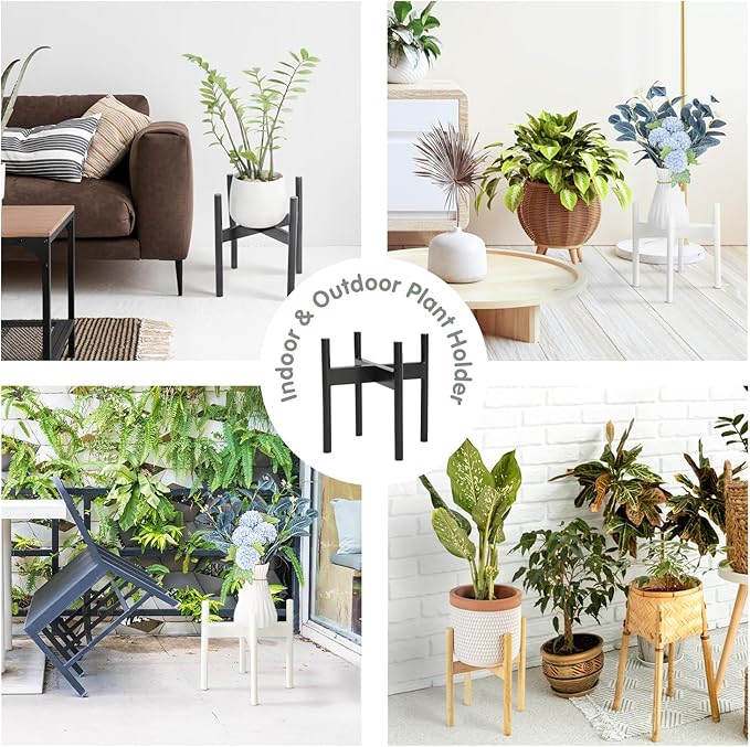 Wood 11.9" x 12.5" Plant Stand Indoor Outdoor, Wooden Single Floor Plant Pot Holder, Natural Plant Stand, Assembly Required (Excluding Potted Plants)