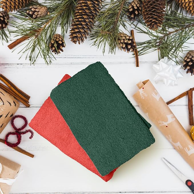 DAN RIVER 100% Cotton Christmas Gift Washcloths 24 Pack Premium Quality Face and Body Cloth, Quick Dry Essential Towels for Bathroom, Hand, Kitchen & Cleaning | 12X12 in | 400 GSM | Red & Green combo
