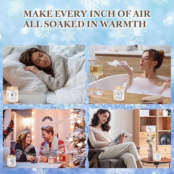 Winter Candle Gift Set, 4 Pack 28oz Soy Wax Scented Candles for Home – Cinnamon Apple, Balsam Fir, Vanilla Bean, Cedarwood & Amber – Cozy Aromatherapy Candles for Christmas, Holiday & Home Decor Gifts