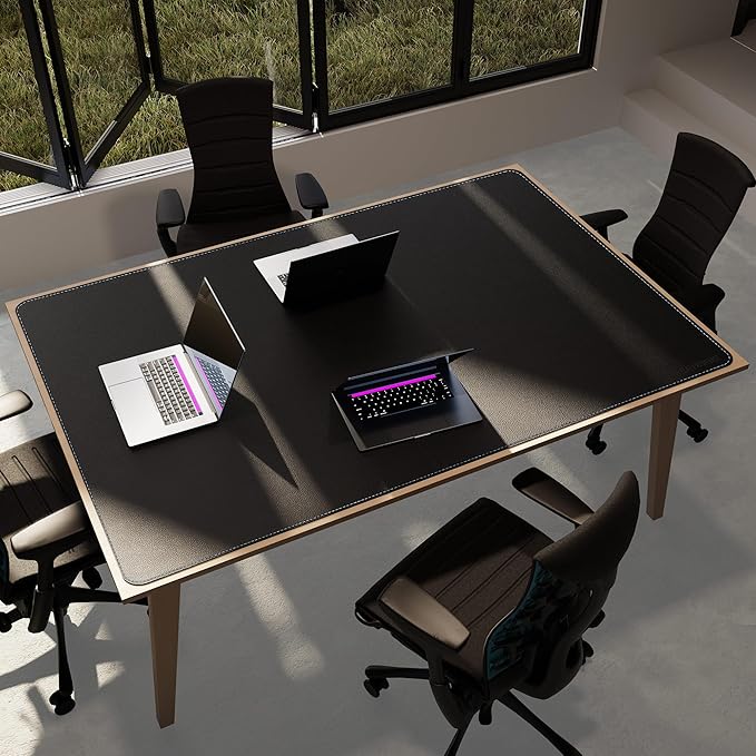 CENNBIE HUGE180 70.8" x 47" Black Leather Desk Mat for Conference Table, Dining Table, Work Table, Banquet Tables, Library Table