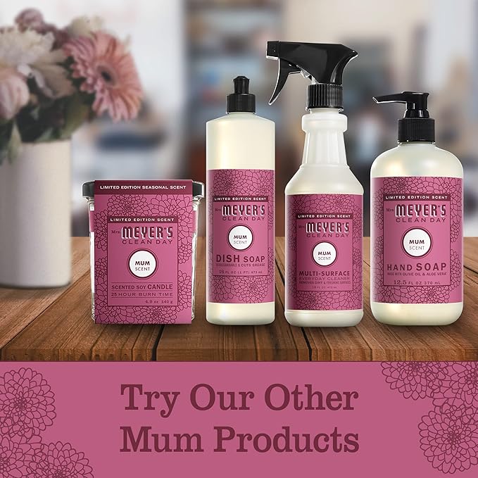 MRS. MEYER'S CLEAN DAY Room and Air Freshener Spray, Non-Aerosol Spray Bottle Infused with Essential Oils, Mum, 8 fl. oz