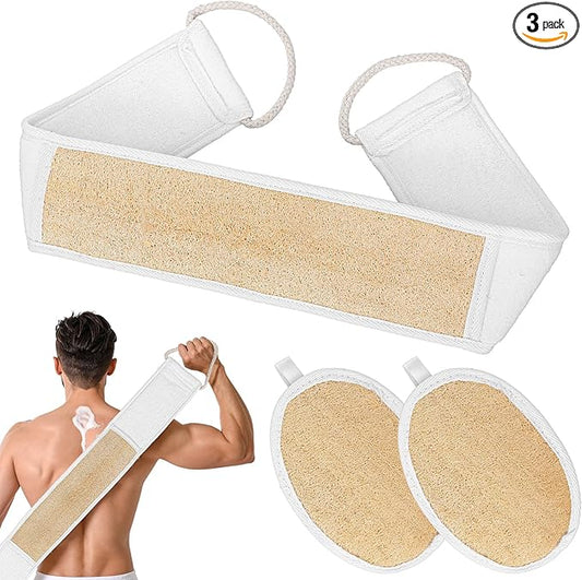 Natural Loofah Back Scrubber for Shower Back Exfoliator Luffa Exfoliating Bath Strap loofah Backs Scrubbers Baths Sponge Bath Shower Scrubber for Men and Women Deeply Clean Invigorate Your Skin