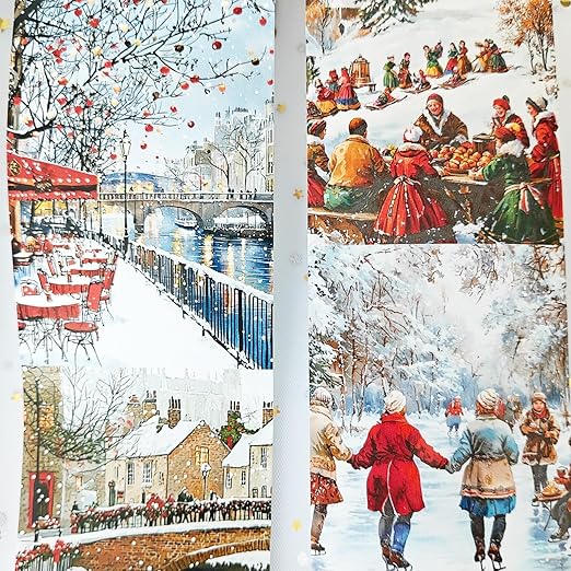 Christmas Washi Tape Set,3 Rolls City Landscape Stickers for Journaling,Christmas Washi Tape Stickers for Junk Journal Supplies,Scrapbooking,Notebook,Phone Case,DIY Craft(Victoria)