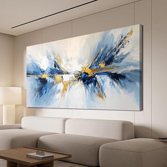 YISXINOAG Modern Canvas Art Wall Decor Abstract Wall Decor Canvas Wall Art for Bedroom Modern Home Decorations Gold and Blue Abstract Art for Dining Room Home Artwork Prints Size 20"X40"