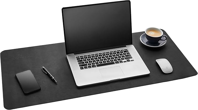 Gallaway Leather Desk Protector, Office Desk Pad - Large 36" x 17" Black, Computer Desk Mat Cover