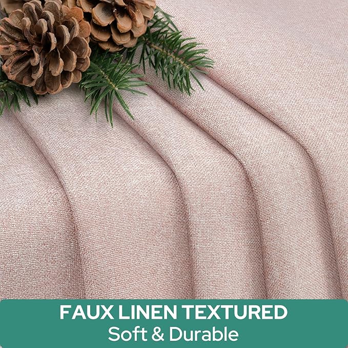 HOMEIDEAS 100% Blush Pink Linen Blackout French Door Curtains, Privacy Door Window Curtains, 30 X 40 Inch Room Darkening Blinds, Thermal Insulated Shades for Bedroom, 1 Panel