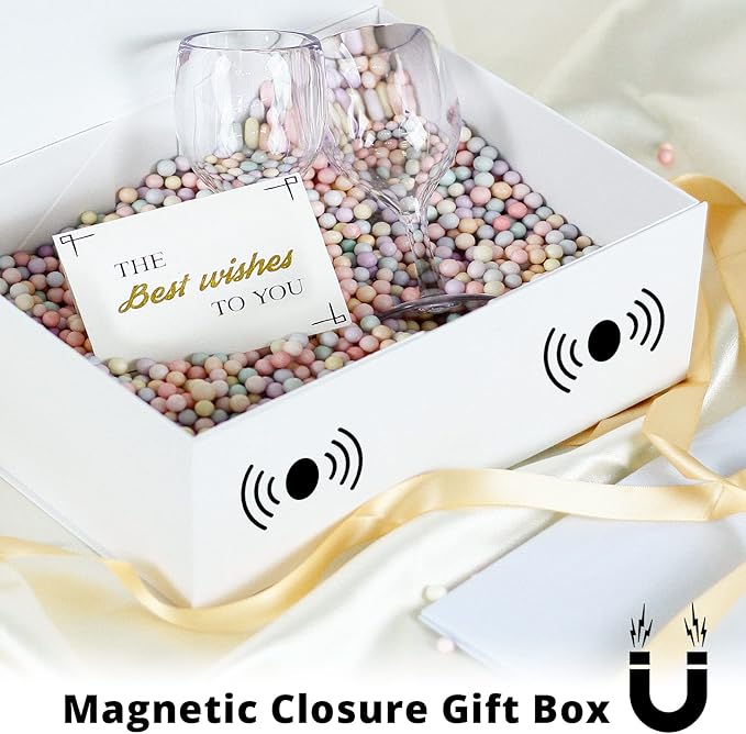Luxury Large Gift Box 13.8"x9"x4.3" Storage Box Ribbon Magnetic Closure for Luxury Packaging Box for Mother's Day, Birthdays, Bridal Gifts,Weddings