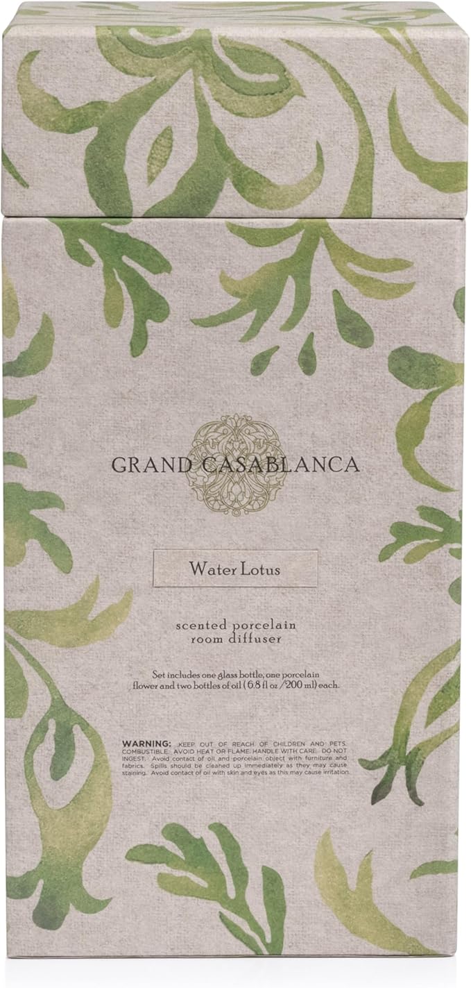 Zodax Grand Casablanca Porcelain Oil Diffuser - 6.76 oz -Water Lotus
