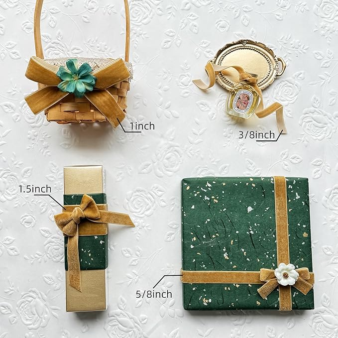 Vintage Khaki Velvet Ribbon, 5/8 Inch X 25Yd