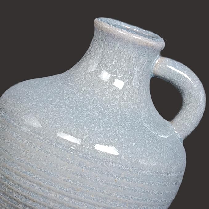 Sunddo Blue Ceramic Vases for Home Decor, 6 Inch Modern Decorative Vase with Handle, Small Flower Vase for Centerpiece, Entryway Living Room Dining Table Farmhouse Office Decor