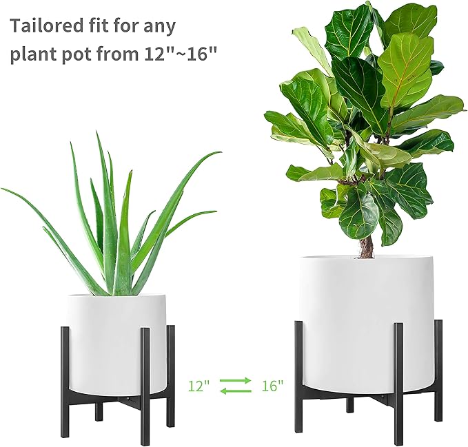 FaithLand Plant Stand, Adjustable Size Fits 12 13 14 15 16 Inches Large Plant Pot, Metal Planter Stand, Mid Century Expandable Plant Holder Indoor Outdoor, Adjustable Width: 12”-16.1” - Easy Assembly