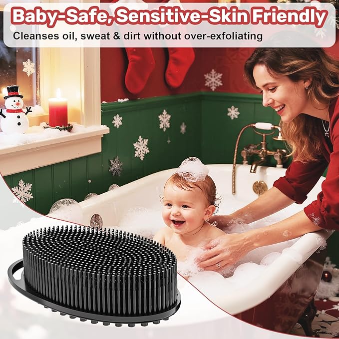 Silicone Body Scrubber - Perfect Christmas Stocking Stuffers for Men, Women, Kids & Teens| Bulk Stocking Stuffers Gift Idea, Exfoliating Bath Brush, Fun Stocking Stuffers Candy Alternative 2025