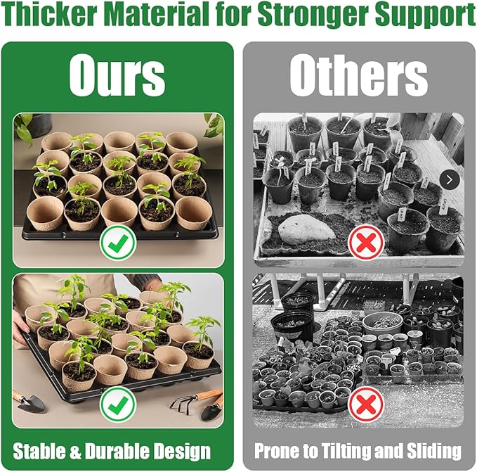 20 Cell Plant Trays for Carrying 3 inch Round Nursery Pots, Sturdy Plastic Trays Suitable for Holding 200 pcs Peat Pots (10 Packs)