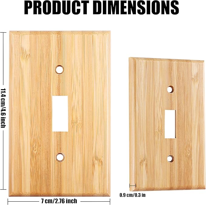 Raw Wood Single Toggle Decor 4.5" X 2.76" Light Switch Plate Cover Wall Plate Bamboo Quality Outlet Covers For Bedroom Kitchen Home Decorative