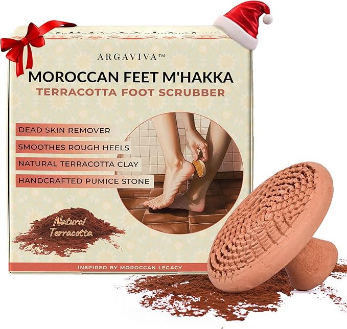 Natural Terracotta Pumice Stone for Feet – Handcrafted Foot Scrubber & Callus Remover with Gentle Exfoliation and Ergonomic Design for Smooth, Soft & Refreshed Feet – for a Spa-Like Pedicure