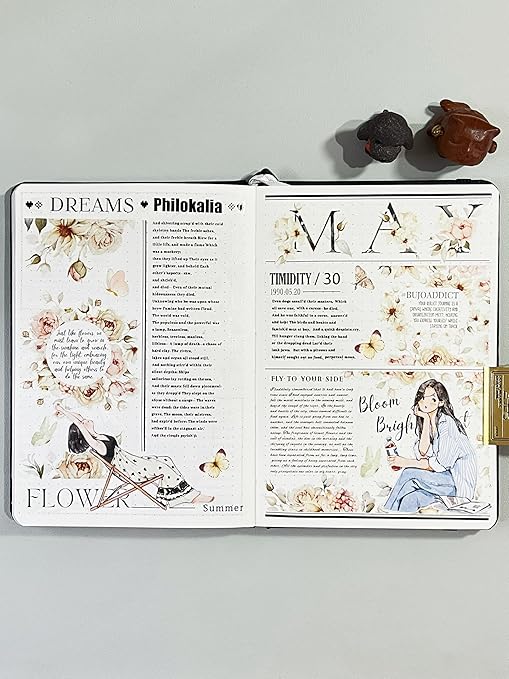 WT Pre-Cut Rosé Scripts Wide PET Tape, Single Roll, Original Designs, Blush Floral & Handwritten Script, Clear Decorative Tape for Junk Journal, Scrapbook, Bujo, Planner, DIY Crafts