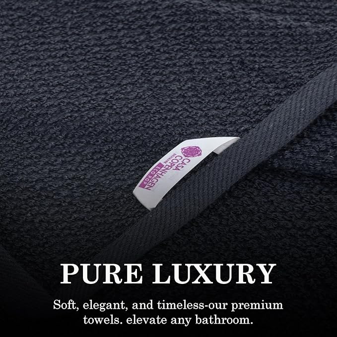 CASA COPENHAGEN Popcorn Textured 6 Pieces Small Bath Towel Set - Navy Blue, 24" x 48", 550 GSM 6 Bath Towel Rough & Tough Use Cotton Towels Gift Set for Bathroom