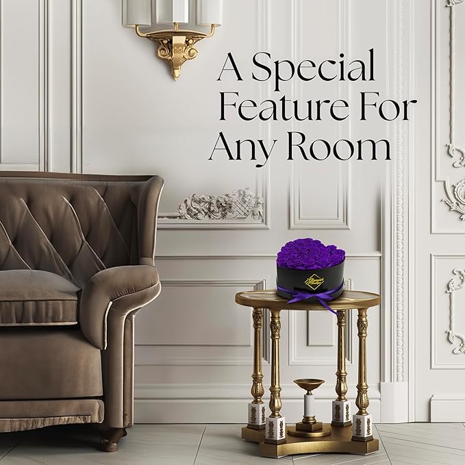 GLAMOUR BOUTIQUE 27 Flower Forever Heart Shape Box - Preserved Roses Gift for Her, Preserved Flowers, Purple