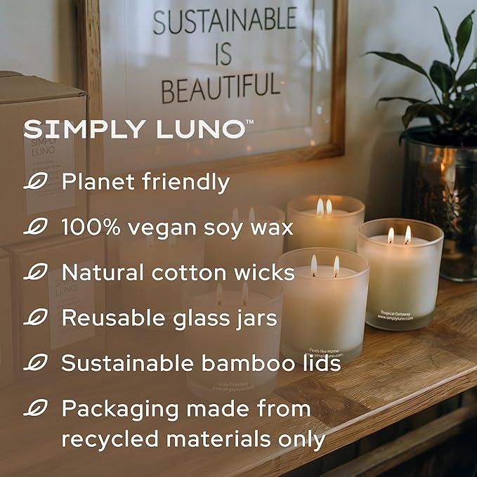 Cozy Fireplace - Tobacco & Wood Scented Candle – 14oz Soy Wax with - Fall and Winter Home Scent – Long Lasting 50+ Hour Burn – Eco Friendly & Hand Poured – Luxury Gift Box for Men