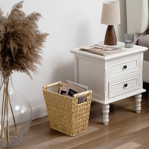 GRANNY SAYS Bathroom Wastebasket, Wicker Trash Can with Handles, Waterproof Bathroom Trash, Decorative Wastebasket for Bedroom, 2-Pack