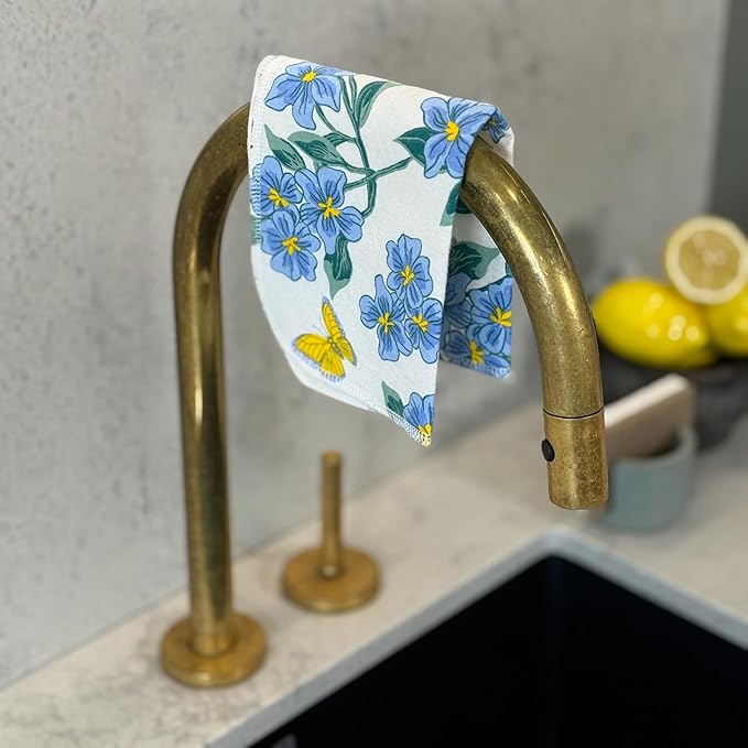 Reusable Paper Towels - 10 Pack - Roll of Washable Cotton Cloth Paper Towels - Paperless Reusable Napkins Cloth Washable - Absorbent + Long Lasting - Zero Waste Products - (Periwinkle)