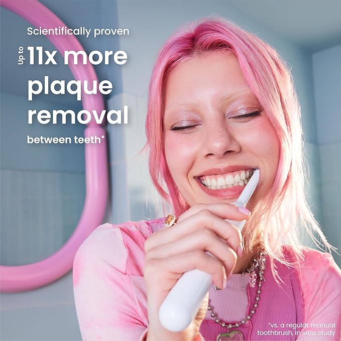 Quip Rev Oscillating Rechargeable Electric Toothbrush with Extra Brush Head - Soft Bristles, Pressure Sensor, 3 Intensities, 30-Day Battery Life, 2-Min Timer, Travel Case, Mirror Mount - Blue Mist