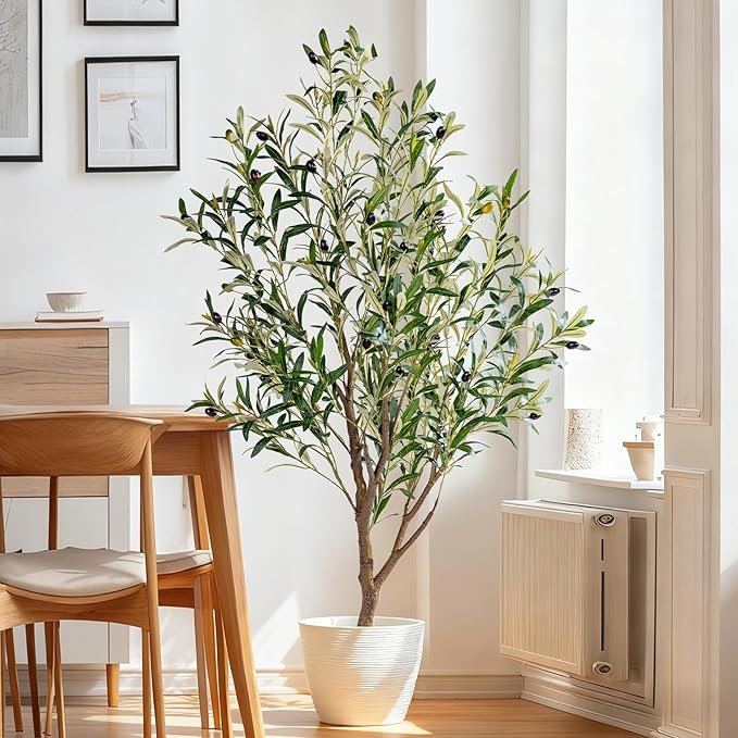 5ft Artificial Olive Tree Faux Olive Plant for Home Decor, Large Fake Olive Tree Modern Farmhouse Style, Floor Plant for Indoor Artificial Trees for Home Decor Indoor, Arbol de Olivo Artificial