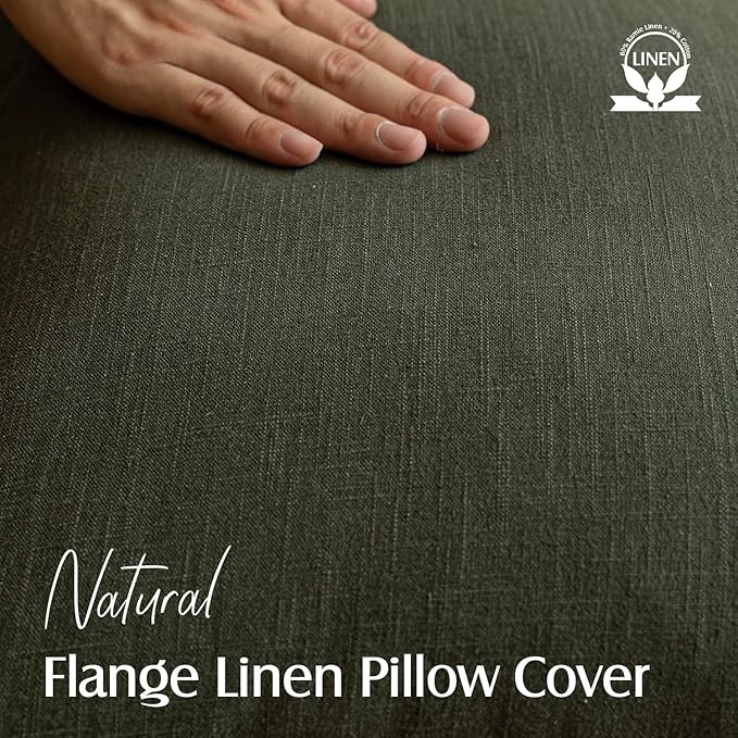 Foindtower Pack of 2, Decorative Linen Solid Throw Pillow Covers Soft Accent Cushion Case Farmhouse Neutral Pillowcase for Chair Couch Sofa Bedroom Living Room Home Decor 20x20 Inch Dark Olive Green