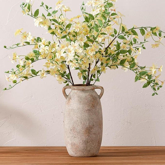 Ceramic Flower Vase 12 inch Farmhouse Rustic Vase Decorative Pottery Terracotta Tall Vases for Home Decor Table Mantle Fireplace Living Room Bathroom Wedding Centerpiece (Large-Terracota)