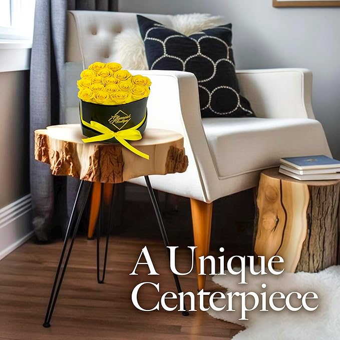 GLAMOUR BOUTIQUE 16 Flower Forever Heart Shape Box - Preserved Roses Gift for Her, Preserved Flowers, Yellow