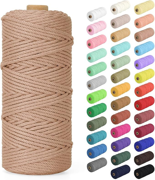 Macrame Cord 2mm x 220Yards (656Feet), Natural Cotton Macrame Rope - 2 Strands Twisted Macrame Cotton Cord for Wall Hanging, Plant Hangers, Crafts, Gift Wrapping and Wedding Decorations, Brick Red