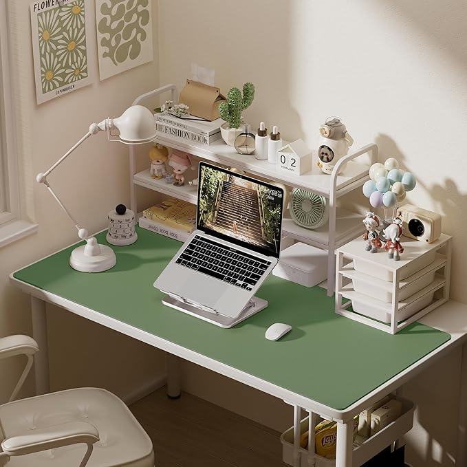 Aothia Leather Desk Pad Protector, Office Desk Mat, Large Mouse Pad, Laptop Desk Pad, Non-Slip PU Leather Desk Blotter, Waterproof Desk Writing Pad for Office and Home (Olive Green, 55" x 24")