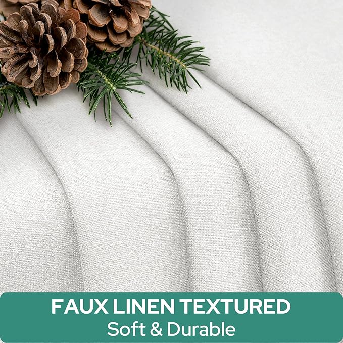 HOMEIDEAS 100% White Linen Blackout French Door Curtains, Privacy Door Window Curtains, 34 X 68 Inch Room Darkening Blinds, Thermal Insulated Shades for Bedroom, 1 Panel