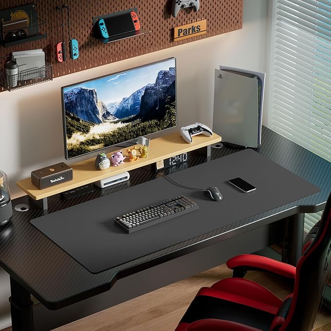 Aothia Leather Desk Pad Protector, Office Desk Mat, Large Mouse Pad, Laptop Desk Pad, Non-Slip PU Leather Desk Blotter, Waterproof Desk Writing Pad for Office and Home (Gray, 55" x 24")