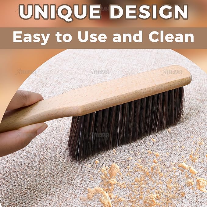 AUEAR, Wood Dusting Brush Cleaning Duster 11.4 Inches Fiber Bench Brushes for Home Kitchen Bedroom