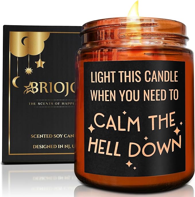 Calming Candles - Funny Relaxing Aromatherapy Candle for Her - Calm Down, Relax Gifts for Women Men - Birthday Gift for Coworker Bestie Sister Mom - Anxiety, Stress Relief Soy Candle for Home