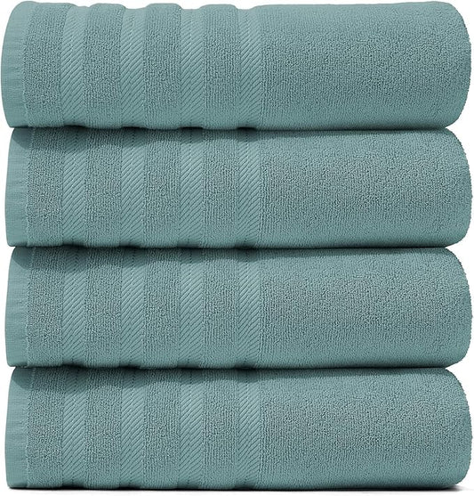 Hearth & Harbor Bath Towels for Bathroom - 100% Ring Spun Cotton Luxury Bathroom Towels - Soft & Highly Absorbent 4 Bath Towels, Teal